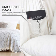 Load image into Gallery viewer, WBHome Hammock Chair Swing with Hanging Hardware Kit- Beige, Cotton Canvas, Include Carry Bag &amp; Two Seat Cushions, for Bedroom Indoor Outdoor, Max. Weight 330 Lbs
