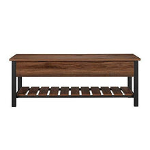 Load image into Gallery viewer, Walker Edison Julian Rustic Farmhouse Lift Top Entry Bench with Bottom Rack, 48 Inch - Walnut Brown
