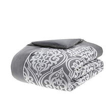 Load image into Gallery viewer, Madison Park Essentials Jordan Cozy Room in A Bag Comforter &amp; Complete Sheet Set, Window Treatment, Luxe Jacquard Damask Print, All Season Bedding, Pillows, Queen(90"x90"), Grey 24 Piece
