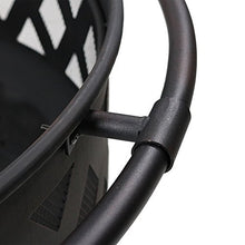 Load image into Gallery viewer, Sunnydaze Black Crossweave Large Outdoor Fire Pit - 36-Inch Heavy Duty Wood-Burning Fire Pit with Spark Screen for Patio &amp; Backyard Bonfires, Includes Poker &amp; Round Fireplace Cover
