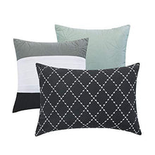 Load image into Gallery viewer, Shatex Bedding Comforter Set Bed in A Bag - 7 Piece Luxury Striped Microfiber Bedding Sets - Oversized Bedroom Comforters, Queen Size, Almarine Mint
