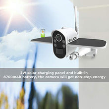 Load image into Gallery viewer, Wireless Rechargeable Battery Powered Solar Outdoor Security Camera Home Surveillance WiFi Camera with Spotlight Color Night Vision,Motion Activated,2-Way Audio and IP66 Waterproof - Soliom S100
