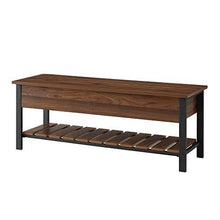 Load image into Gallery viewer, Walker Edison Julian Rustic Farmhouse Lift Top Entry Bench with Bottom Rack, 48 Inch - Walnut Brown

