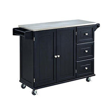 Load image into Gallery viewer, Home Styles Liberty Black Kitchen Cart with Stainless Steel Top, 53.5W x 18D x 36H
