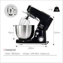 Load image into Gallery viewer, Stand Mixer, Cusimax Dough Mixer Tilt-Head Electric Mixer with 5-Quart Stainless Steel Bowl, Dough Hook, Mixing Beater and Whisk, Splash Guard, Black Food Mixer
