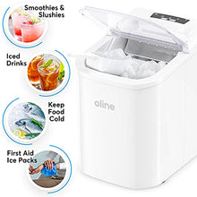 Load image into Gallery viewer, Oline Ice Maker Machine, Automatic Self-Cleaning Portable Electric Countertop Ice Maker, 26 Pounds in 24 Hours, 9 Ice Cubes Ready in 7 Minutes, with Ice Scoop &amp; Basket (White)
