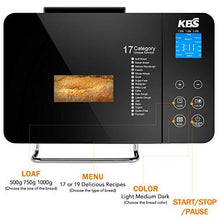 Load image into Gallery viewer, KBS 17-in-1 Premium Bread Machine, 2LB Stainless Steel Bread Dough Maker with Auto Fruit Nut Dispenser, Nonstick Ceramic Pan, Digital Display Touch Design, Reserve&amp; Keep Warm, Oven Mitt and Recipes
