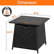 Load image into Gallery viewer, BALI OUTDOORS Firepit LP Gas Fireplace 28" Square Table 50,000BTU Fire Pit, Black

