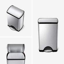 Load image into Gallery viewer, simplehuman 38 Liter / 10 Gallon Rectangular Kitchen Step Trash Can, Brushed Stainless Steel
