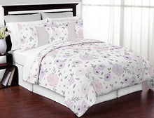 Load image into Gallery viewer, Sweet Jojo Designs Lavender Purple, Pink, Grey and White Shabby Chic Watercolor Floral Girl Full / Queen Teen Childrens Bedding Comforter Set - 3 pieces - Rose Flower
