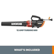 Load image into Gallery viewer, WORX WG520 Turbine 600 Corded Electric Leaf Blower, Black
