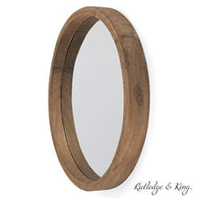 Load image into Gallery viewer, Rutledge &amp; King Riverside Wooden Mirror - Wood Wall Mirror - Rustic Round Mirror - Medium Decorative Circle Mirrors for Bathrooms, Living Rooms, and Bedrooms (2 Pack)
