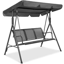 Load image into Gallery viewer, Best Choice Products 3-Seater Outdoor Adjustable Canopy Swing Glider, Patio Loveseat Bench for Deck, Porch w/Armrests, Textilene Fabric, Steel Frame - Gray
