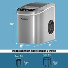 Load image into Gallery viewer, COSTWAY Countertop Ice Maker, 26LBS/24H Portable and Compact Ice Maker Machine, Ice Cubes Ready in 6 Mins, Electric High Efficiency Express Clear Operation Control Panel with Ice Scoop (Silver)

