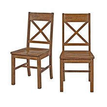 Load image into Gallery viewer, Walker Edison Solid Wood Farmhouse Dining Chairs X-Back Armless Kitchen Chairs, Set of 2 -Brown (CHW2AB)

