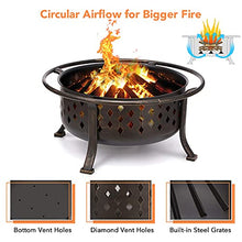 Load image into Gallery viewer, 36'' Fire Pit Outdoor Wood Burning Fire Pits Large Steel BBQ Grill Firepit Bowl for Outside with Spark Screen,Cooking Grate,Poker for Patio Backyard Garden Picnic Bonfire,Oil Rubbed Bronze
