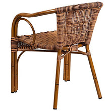 Load image into Gallery viewer, Flash Furniture Cadiz Series Dark Red Bamboo-Aluminum Indoor-Outdoor Restaurant-Patio Chair with Burning Brown Rattan
