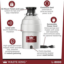 Load image into Gallery viewer, Waste King Legend Series 1 HP Continuous Feed Garbage Disposal with Power Cord - (L-8000)
