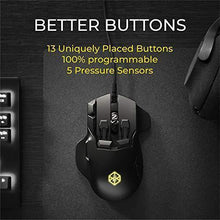 Load image into Gallery viewer, Swiftpoint Z Gaming Mouse, 13 Programmable Buttons, 5 with Pressure Sensors, Analog Joystick Control for FPS Peeking and Flying, 12K DPI, OLED RGB MMO, Black
