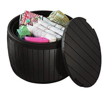 Load image into Gallery viewer, Keter Circa 37 Gallon Round Deck Box, Patio Table for Outdoor Cushion Storage, Brown
