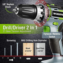Load image into Gallery viewer, WORKPRO 20V Cordless Drill Combo Kit, Drill Driver and Impact Driver with 2x 2.0Ah Batteries and 1 Hour Fast Charger

