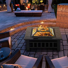 Load image into Gallery viewer, Yaheetech Multifunctional Fire Pit Table 32in Square Metal Firepit Stove Backyard Patio Garden Fireplace for Camping, Outdoor Heating, Bonfire and Picnic

