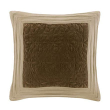 Load image into Gallery viewer, Madison Park - Palmer 7 Piece Comforter Set - Natural - Queen - Pieced Microsuede - Includes 1 Comforter, 3 Decorative Pillows, 1 Bed Skirt, 2 Shams
