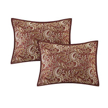 Load image into Gallery viewer, Madison Park Essentials Brystol 24 Piece Room in a Bag Faux Silk Comforter Jacquard Paisley Design Matching Curtains Down Alternative Hypoallergenic All Season Bedding-Set, King(104"x92"), Red
