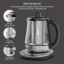 Load image into Gallery viewer, Buydeem K2423 Tea Maker, Durable 316 Stainless Steel &amp; German Schott Glass Electric Kettle, Removable Infuser, Auto Keep Warm, BPA Free, 1.2L
