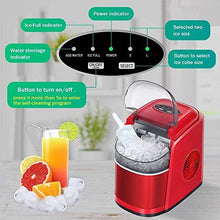 Load image into Gallery viewer, Kismile Countertop Ice Maker Machine,26Lbs/24H Compact Automatic Ice Makers,9 Cubes Ready in 6-8 Minutes,Portable Ice Cube Maker with self-Cleaning Program (Red)
