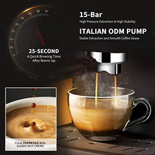 Load image into Gallery viewer, Espresso Machine 15 Bar with Milk Frother, Expresso Coffee Machine for Espresso, Latte and Mocha, 1.5L Removable Water Tank and Double Temperature Control System, Classial, Sliver, 1050W
