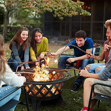 Load image into Gallery viewer, KINGSO 2-in-1 Outdoor Fire Pit with Cooking Grate 30" Heavy Duty Fire Pits Outdoor Wood Burning Steel BBQ Grill Firepit Bowl with Spark Screen Cover Log Grate Fire Poker for Backyard Bonfire Patio
