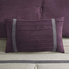 Load image into Gallery viewer, Madison Park - Palmer 7 Piece Comforter Set - Plum - Full - Pieced Microsuede - Includes 1 Comforter, 3 Decorative Pillows, 1 Bed Skirt, 2 Shams
