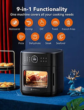 Load image into Gallery viewer, TaoTronics Air Fryer, 9 in 1 Air Fryer Oven with Dehydrate, Toast, Bake, Roast, Rotisserie, Pizza Function, 1700W Electric Toaster Oven with Digital Touch Screen, 6 Accessories &amp; 50 Recipes

