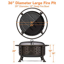 Load image into Gallery viewer, 36'' Fire Pit Outdoor Wood Burning Fire Pits Large Steel BBQ Grill Firepit Bowl for Outside with Spark Screen,Cooking Grate,Poker for Patio Backyard Garden Picnic Bonfire,Oil Rubbed Bronze
