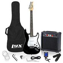 Load image into Gallery viewer, LyxPro Electric Guitar 39" inch Complete Beginner Starter kit Full Size with 20w Amp, Package Includes All Accessories, Digital Tuner, Strings, Picks, Tremolo Bar, Shoulder Strap, and Case Bag - Black
