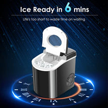 Load image into Gallery viewer, TRUSTECH Ice Maker Machine for Countertop, Automatic Ice Makers Countertop Self Cleaning, 9 Cubes Ready in 6 Mins, 26 lbs in 24 Hours, Perfect for Home/Kitchen/Office, Ice Scoop&amp;Basket, Black
