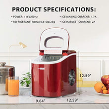 Load image into Gallery viewer, VIVOHOME Electric Portable Compact Countertop Automatic Ice Cube Maker Machine 26lbs/day Red
