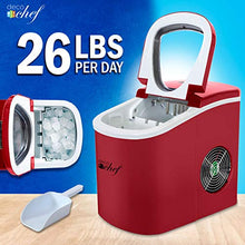Load image into Gallery viewer, Deco Rapid Portable Automatic Electric Countertop Ice Maker - 6 Great Colors Compact Top Load 26 Lbs. Per Day Great For Party Hosting Never Run Out Of Ice Again, Self Cleaning (Red)
