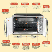 Load image into Gallery viewer, Elite Gourmet ETO-4510M Double French Door Countertop Convection Toaster Oven, Bake Broil Toast Rotisserie Keep Warm 12"-14" pizza 2 Racks, 18-Slice, 45 L, Stainless Steel &amp; Black
