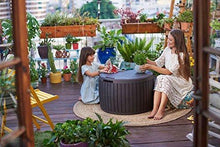 Load image into Gallery viewer, Keter Circa 37 Gallon Round Deck Box, Patio Table for Outdoor Cushion Storage, Brown
