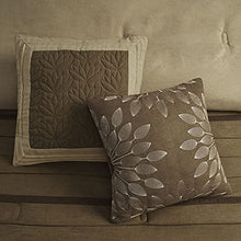 Load image into Gallery viewer, Madison Park - Palmer 7 Piece Comforter Set - Natural - Queen - Pieced Microsuede - Includes 1 Comforter, 3 Decorative Pillows, 1 Bed Skirt, 2 Shams
