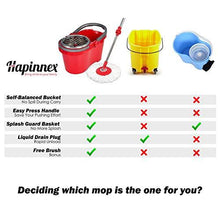 Load image into Gallery viewer, HAPINNEX Spin Mop Wringer Bucket Set - for Home Kitchen Floor Cleaning - Wet/Dry Usage on Hardwood &amp; Tile - Upgraded Self-Balanced Easy Press System with 2 Washable Microfiber Mops Heads
