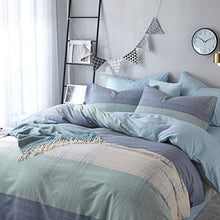 Load image into Gallery viewer, Geometric Duvet Cover Soft Cotton Blue Patchwork Modern Bedding Set with Zipper Ties Mint Green Duvet Cover Set Perfect for Him and Her, Luxury Quality Comfortable Easy Care-King Size
