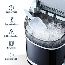Load image into Gallery viewer, Ice Maker Countertop Machine with Self-Cleaning Function，26LBS in 24 Hours, 9 Bullet Cubes Ready in 6 Mins, Compact Ice Cube Maker with Ice Scoop &amp; Basket for Home Kitchen Office Bar (White)
