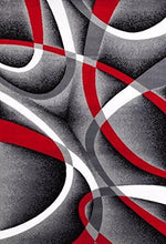 Load image into Gallery viewer, 2305 Gray Black Red White Swirls 5'2 x7'2 Modern Abstract Area Rug Carpet by Persian-Rugs
