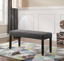 Load image into Gallery viewer, Roundhill Furniture Biony Fabric Dining Bench with Nailhead Trim, Grey
