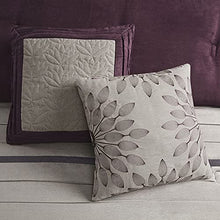 Load image into Gallery viewer, Madison Park - Palmer 7 Piece Comforter Set - Plum - Full - Pieced Microsuede - Includes 1 Comforter, 3 Decorative Pillows, 1 Bed Skirt, 2 Shams

