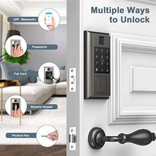 Load image into Gallery viewer, Security Smart Door Lock with Fingerprint Recognition, Oasbike Bluetooth Smart Door Lock, Touchscreen Keypad, Keyless Entry Door Lock Featuring Auto-Locking, Compatible with Alexa &amp; Google Assistant
