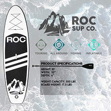 Load image into Gallery viewer, Roc Inflatable Stand Up Paddle Boards W Free Premium SUP Accessories &amp; Backpack, Non-Slip Deck Bonus Waterproof Bag, Leash, Paddle and Hand Pump (Black)
